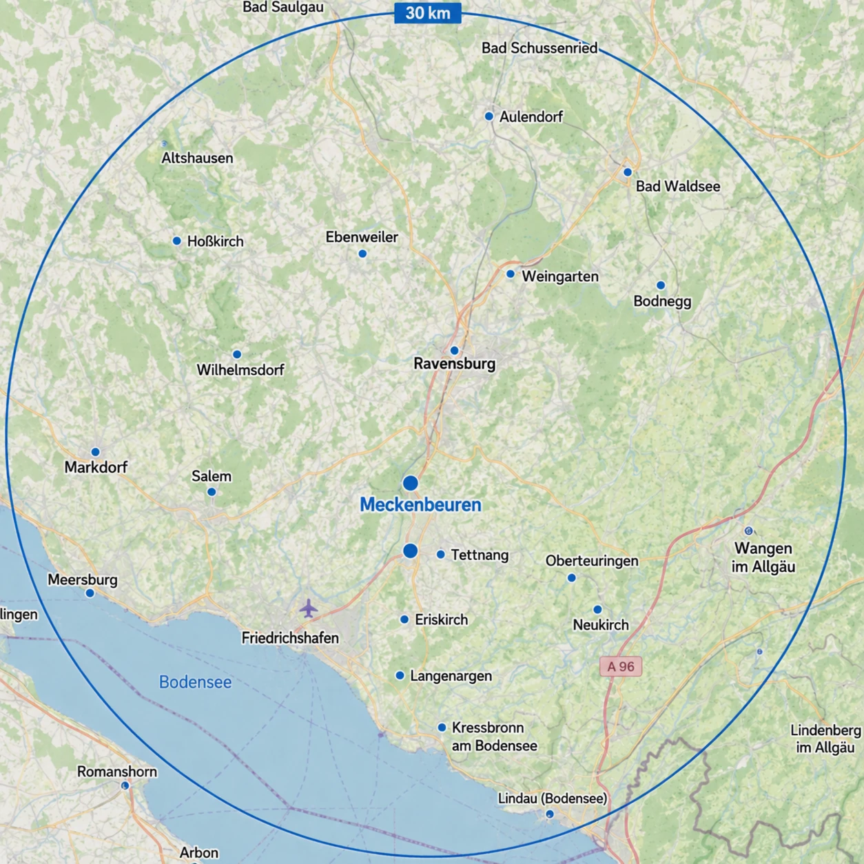 Einsatzgebiet 30 km um Meckenbeuren