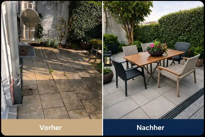 Terrasse Vorher Nachher – S. Mirowski Dienstleistungen Meckenbeuren