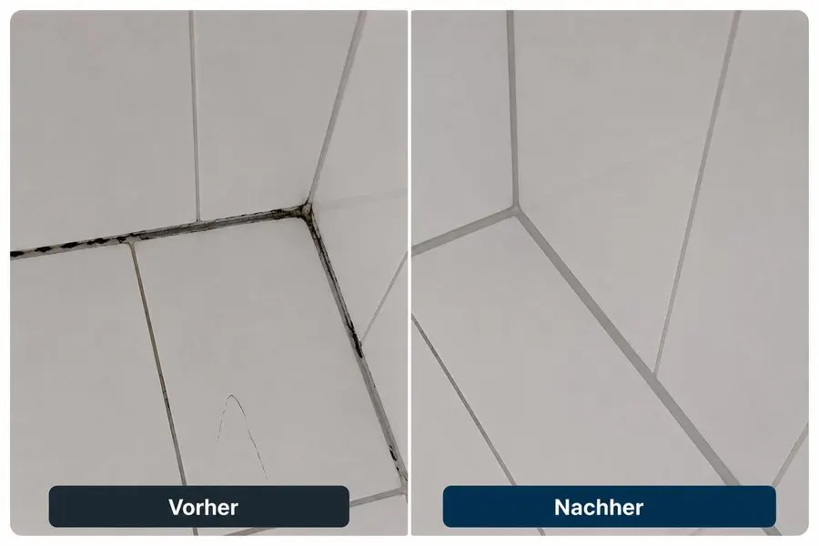 Silikonfugen Bad in Tettnang – Schimmel entfernt und neu verfugt Vorher-Nachher